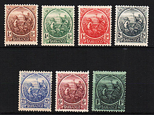 Барбадос, 1921/1924, Стандарт, Колониальная печать, Колесница, 7 марок